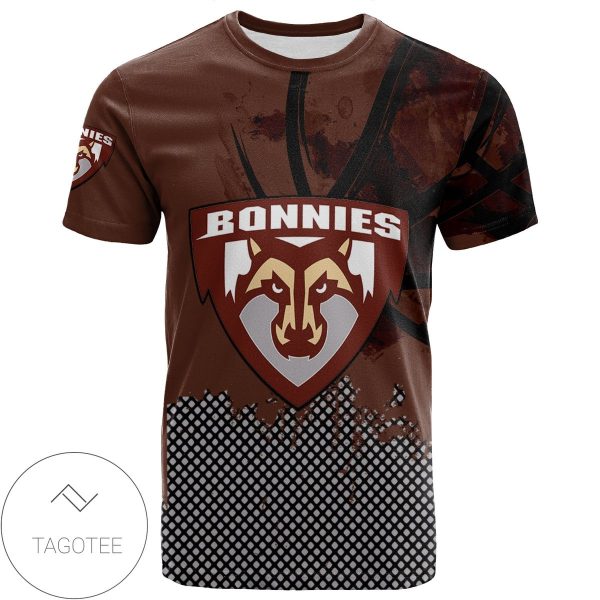 St. Bonaventure Bonnies All Over Print T-shirt Men’s Basketball Net Grunge Pattern – NCAA