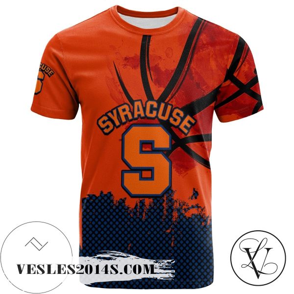 Syracuse Orange All Over Print T-shirt Men’s Basketball Net Grunge Pattern – NCAA