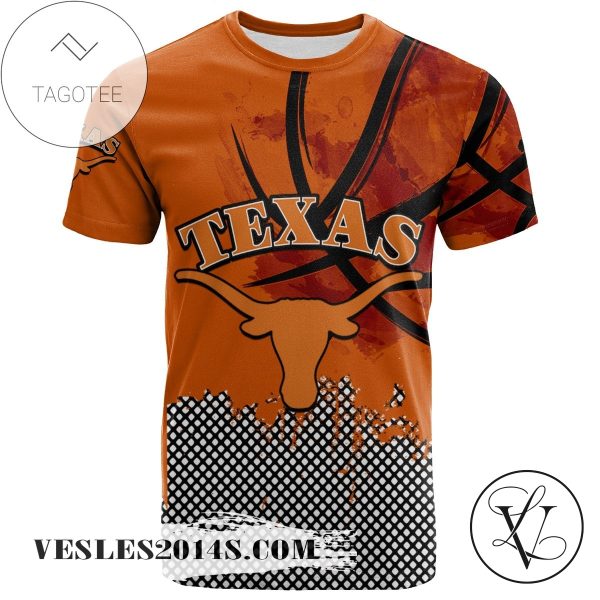 Texas Longhorns All Over Print T-shirt Men’s Basketball Net Grunge Pattern – NCAA