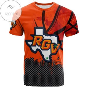 Texas-Rio Grande Valley Vaqueros All Over Print T-shirt Men’s Basketball Net Grunge Pattern – NCAA