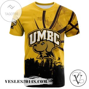 UMBC Retrievers All Over Print T-shirt Men’s Basketball Net Grunge Pattern – NCAA