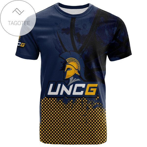 UNC Greensboro Spartans All Over Print T-shirt Men’s Basketball Net Grunge Pattern – NCAA