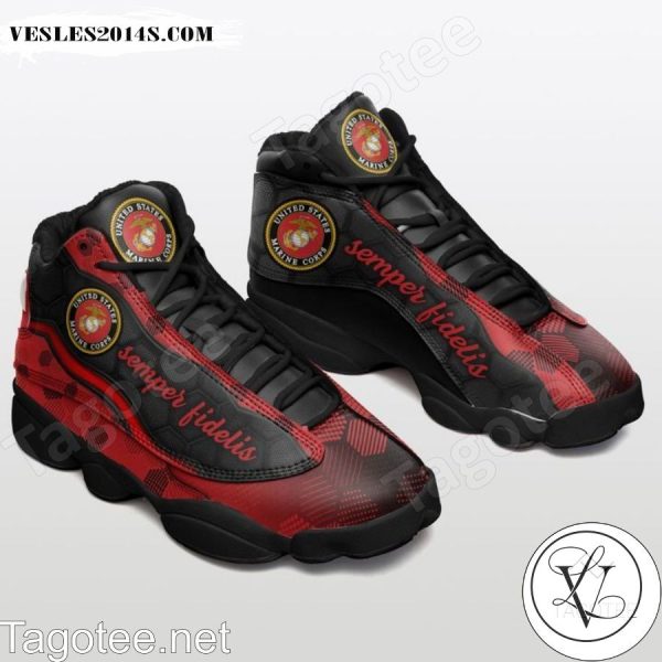 United States Marine Corp Semper Fidelis Black Red Air Jordan 13 Shoes