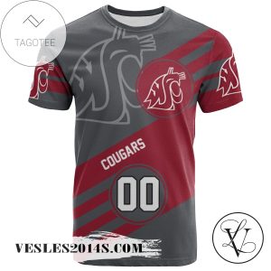 Washington State Cougars All Over Print T-shirt Sport Style Logo   – NCAA