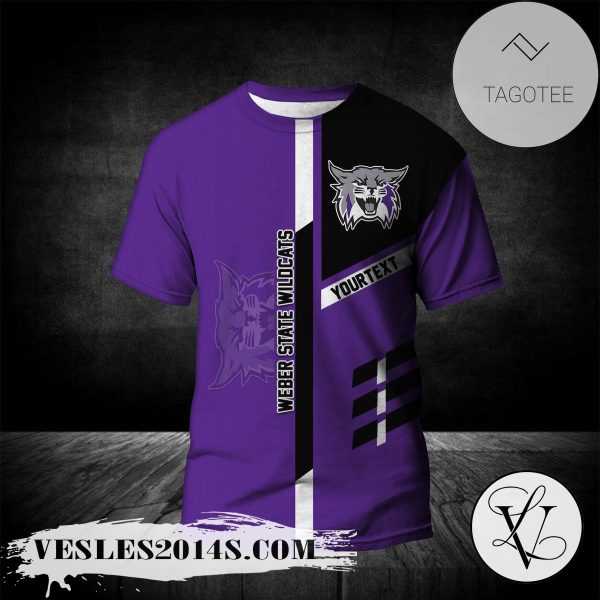 Weber State Wildcats Personalized Custom Text All Over Print T-shirt  – NCAA