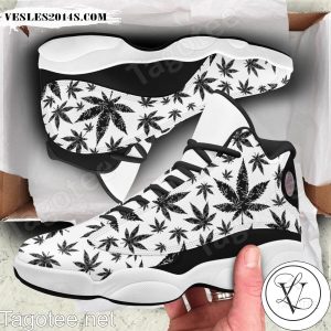 Weed Leaf Black Pattern Air Jordan 13 Shoes